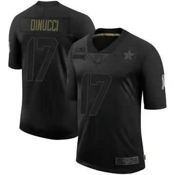 Nike Ben DiNucci Men's Limited Dallas Cowboys Black 2020 Salute To Service Jersey