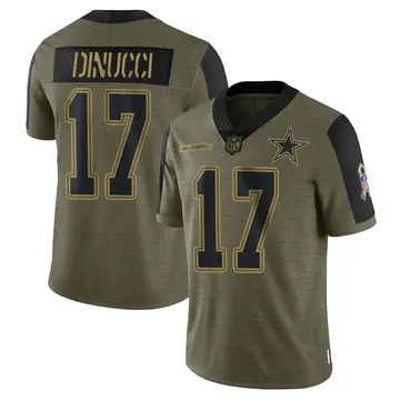 Nike Ben DiNucci Men's Limited Dallas Cowboys Olive 2021 Salute To Service Jersey