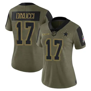 Nike Ben DiNucci Women's Limited Dallas Cowboys Olive 2021 Salute To Service Jersey