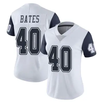 Nike Bill Bates Women's Limited Dallas Cowboys White Color Rush Vapor Untouchable Jersey
