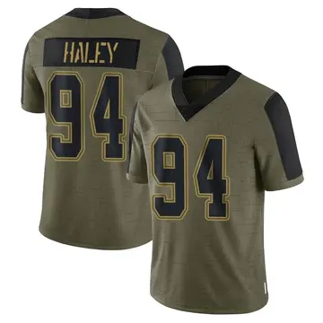 Nike Charles Haley Men's Limited Dallas Cowboys Olive 2021 Salute To Service Jersey