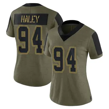Nike Charles Haley Women's Limited Dallas Cowboys Olive 2021 Salute To Service Jersey