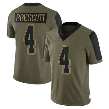Nike Dak Prescott Men's Limited Dallas Cowboys Olive 2021 Salute To Service Jersey