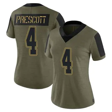 Nike Dak Prescott Women's Limited Dallas Cowboys Olive 2021 Salute To Service Jersey