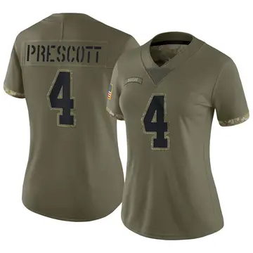 Nike Dak Prescott Women's Limited Dallas Cowboys Olive 2022 Salute To Service Jersey
