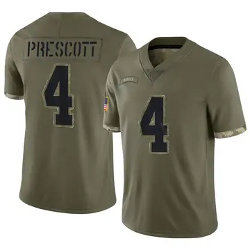 Nike Dak Prescott Youth Limited Dallas Cowboys Olive 2022 Salute To Service Jersey