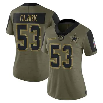Nike Damone Clark Women's Limited Dallas Cowboys Olive 2021 Salute To Service Jersey