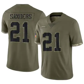 Nike Deion Sanders Men's Limited Dallas Cowboys Olive 2022 Salute To Service Jersey
