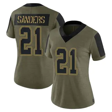 Nike Deion Sanders Women's Limited Dallas Cowboys Olive 2021 Salute To Service Jersey
