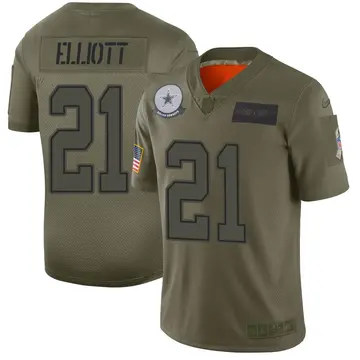 Nike Ezekiel Elliott Men's Limited Dallas Cowboys Camo 2019 Salute to Service Jersey