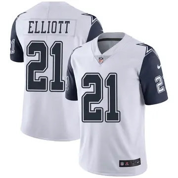 Nike Ezekiel Elliott Men's Limited Dallas Cowboys White Color Rush Vapor Untouchable Jersey
