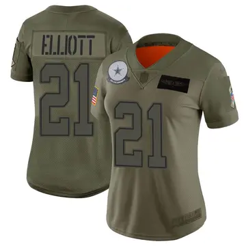 Nike Ezekiel Elliott Women's Limited Dallas Cowboys Camo 2019 Salute to Service Jersey