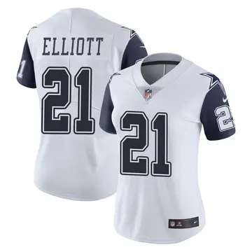 Nike Ezekiel Elliott Women's Limited Dallas Cowboys White Color Rush Vapor Untouchable Jersey