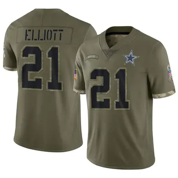 Nike Ezekiel Elliott Youth Limited Dallas Cowboys Olive 2022 Salute To Service Jersey