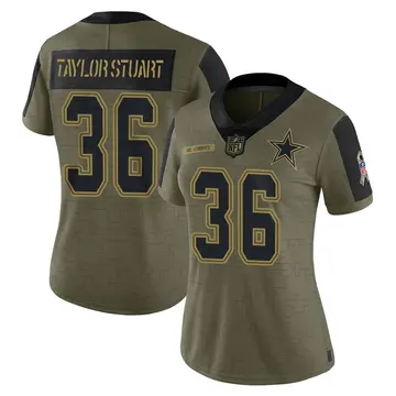 Nike Isaac Taylor-Stuart Women's Limited Dallas Cowboys Olive 2021 Salute To Service Jersey