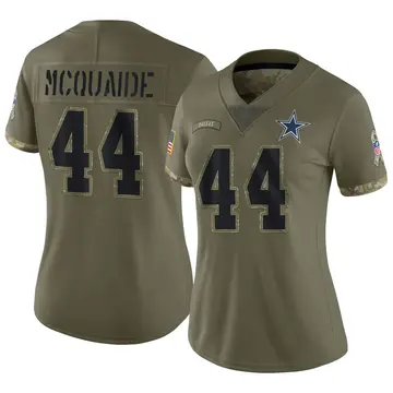 Nike Jake McQuaide Women's Limited Dallas Cowboys Olive 2022 Salute To Service Jersey