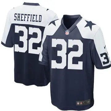 Nike Kendall Sheffield Men's Game Dallas Cowboys Navy Blue Throwback Jersey