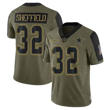 Nike Kendall Sheffield Youth Limited Dallas Cowboys Olive 2021 Salute To Service Jersey