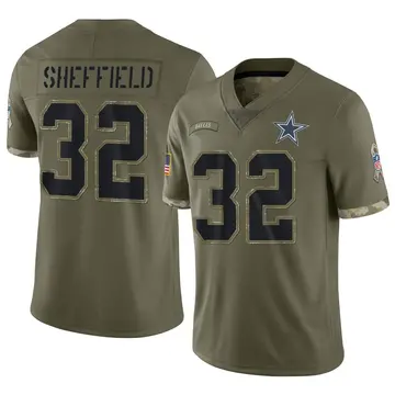 Nike Kendall Sheffield Youth Limited Dallas Cowboys Olive 2022 Salute To Service Jersey