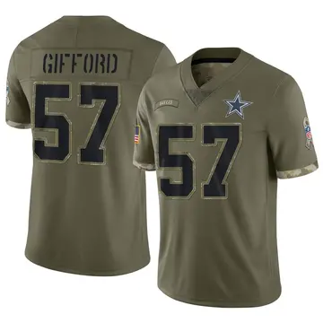 Nike Luke Gifford Men's Limited Dallas Cowboys Olive 2022 Salute To Service Jersey