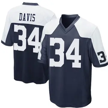Nike Malik Davis Men's Game Dallas Cowboys Navy Blue Throwback Jersey