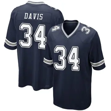 Nike Malik Davis Men's Game Dallas Cowboys Navy Team Color Jersey