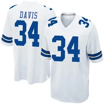 Nike Malik Davis Men's Game Dallas Cowboys White Jersey