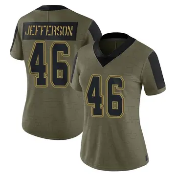 Nike Malik Jefferson Women's Limited Dallas Cowboys Olive 2021 Salute To Service Jersey