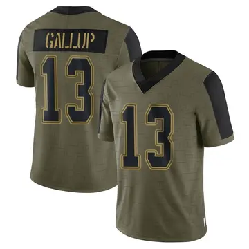 Nike Michael Gallup Men's Limited Dallas Cowboys Olive 2021 Salute To Service Jersey