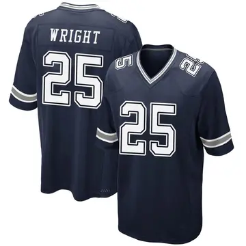 Nike Nahshon Wright Men's Game Dallas Cowboys Navy Team Color Jersey
