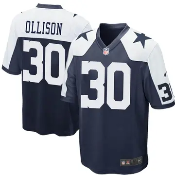 Nike Qadree Ollison Men's Game Dallas Cowboys Navy Blue Throwback Jersey