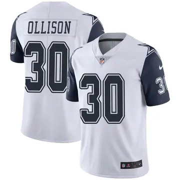 Nike Qadree Ollison Men's Limited Dallas Cowboys White Color Rush Vapor Untouchable Jersey