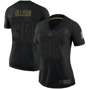 Nike Qadree Ollison Women's Limited Dallas Cowboys Black 2020 Salute To Service Jersey