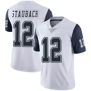 Nike Roger Staubach Youth Limited Dallas Cowboys White Color Rush Vapor Untouchable Jersey