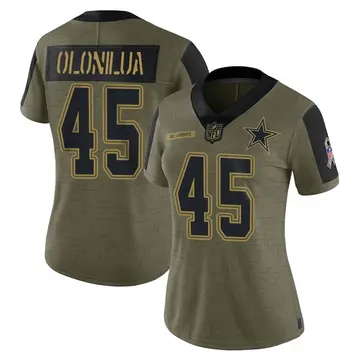 Nike Sewo Olonilua Women's Limited Dallas Cowboys Olive 2021 Salute To Service Jersey