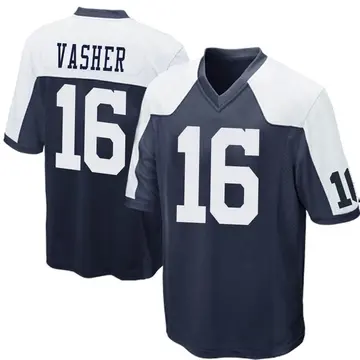 Nike T.J. Vasher Men's Game Dallas Cowboys Navy Blue Throwback Jersey