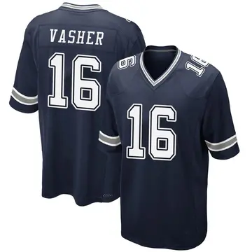 Nike T.J. Vasher Men's Game Dallas Cowboys Navy Team Color Jersey