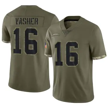 Nike T.J. Vasher Men's Limited Dallas Cowboys Olive 2022 Salute To Service Jersey