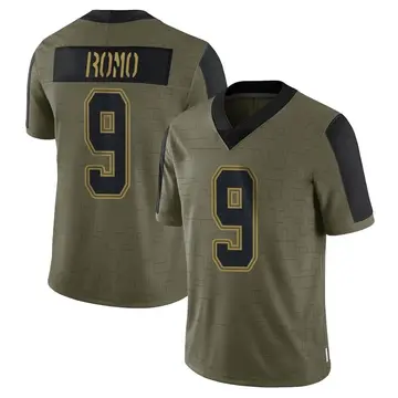 Nike Tony Romo Men's Limited Dallas Cowboys Olive 2021 Salute To Service Jersey
