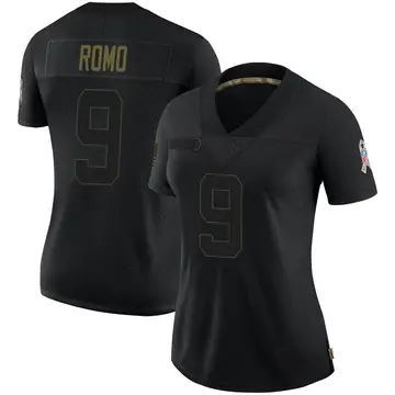 Nike Tony Romo Women's Limited Dallas Cowboys Black 2020 Salute To Service Jersey