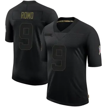 Nike Tony Romo Youth Limited Dallas Cowboys Black 2020 Salute To Service Jersey