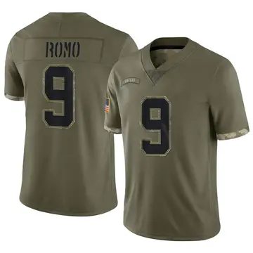Nike Tony Romo Youth Limited Dallas Cowboys Olive 2022 Salute To Service Jersey