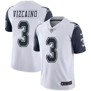 Nike Tristan Vizcaino Men's Limited Dallas Cowboys White Color Rush Vapor Untouchable Jersey