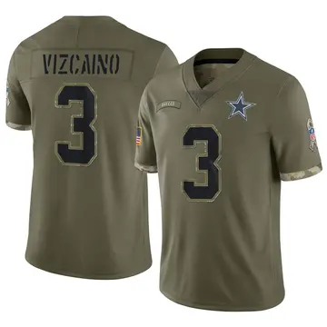 Nike Tristan Vizcaino Youth Limited Dallas Cowboys Olive 2022 Salute To Service Jersey