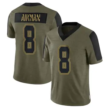 Nike Troy Aikman Men's Limited Dallas Cowboys Olive 2021 Salute To Service Jersey