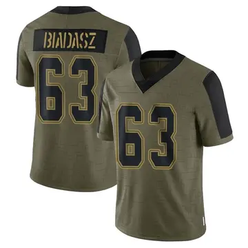 Nike Tyler Biadasz Men's Limited Dallas Cowboys Olive 2021 Salute To Service Jersey