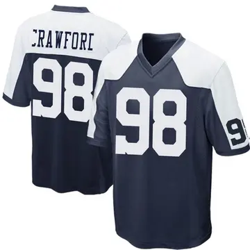 Nike Tyrone Crawford Men's Game Dallas Cowboys Navy Blue Throwback Jersey