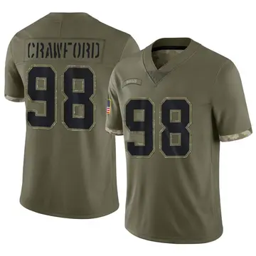 Nike Tyrone Crawford Men's Limited Dallas Cowboys Olive 2022 Salute To Service Jersey