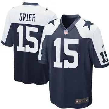 Nike Will Grier Men's Game Dallas Cowboys Navy Blue Throwback Jersey